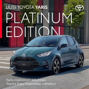 Uusi Toyota Yaris Platinum Edition tarjoaa erinomaisen ajettavuuden lisäksi nyt entistä enemmän