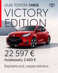 Tarjoamme nyt rajoitetun erän Toyota Yaris Victory Edition -malleja nopeaan toimitukseen