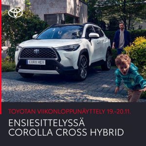 Tilaa harrastuksille. Tilaa seikkailuille. Tilaa elämälle. Koeaja täysin uusi Corolla Cross Hybrid Toyotan
viikonloppunäyttelyss...