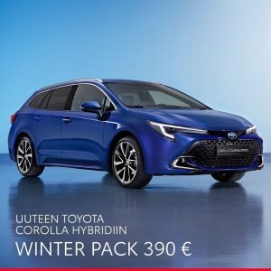 Uuteen Toyota Corolla Hybridiin Winter Pack hintaan 390 €. Sisältää talvirenkaat
kevytmetallivantein. Uusi, entistäkin tyylikkää...
